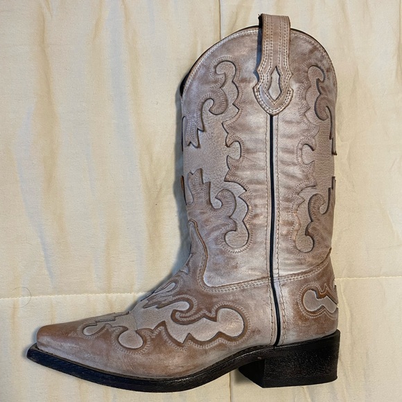 Vintage Tan Ash Cowboy Boots - Picture 1 of 2